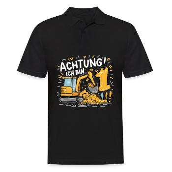 1er anniversaire garçon 1 an chantier de construction d’excavatrice - Polo Homme - noir - Devant - Kai (181cm)