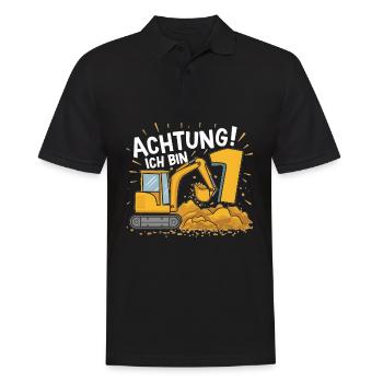 1er anniversaire garçon 1 an chantier de construction d’excavatrice - Polo Homme - noir - Devant - Kai (181cm)