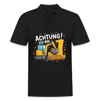 1er anniversaire garçon 1 an chantier de construction d’excavatrice - Polo Homme - noir - Devant - Kai (181cm)