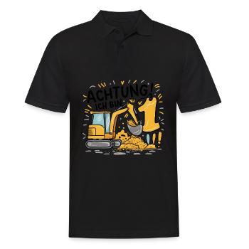 1er anniversaire garçon 1 an chantier de construction d’excavatrice - Polo Homme - noir - Devant - Kai (181cm)