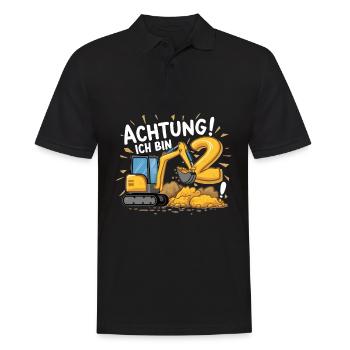2. Geburtstag Junge 2 Jahre Bagger Baustelle - Männer Poloshirt - Schwarz - Vorne - Kai (181cm)