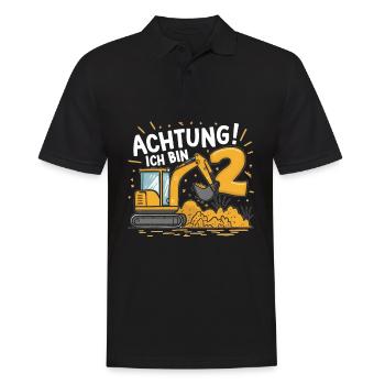2. Geburtstag Junge 2 Jahre Bagger Baustelle - Männer Poloshirt - Schwarz - Vorne - Kai (181cm)
