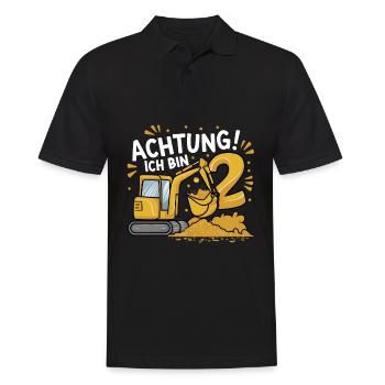 2. Geburtstag Junge 2 Jahre Bagger Baustelle - Männer Poloshirt - Schwarz - Vorne - Kai (181cm)