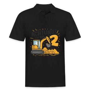 2. Geburtstag Junge 2 Jahre Bagger Baustelle - Männer Poloshirt - Schwarz - Vorne - Kai (181cm)