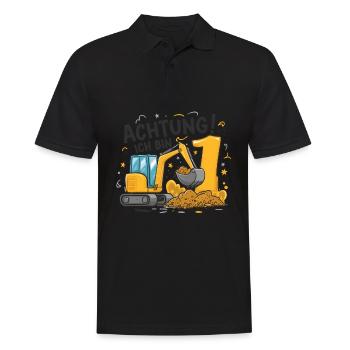 1er anniversaire garçon 1 an chantier de construction d’excavatrice - Polo Homme - noir - Devant - Kai (181cm)