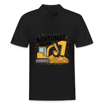 1er anniversaire garçon 1 an chantier de construction d’excavatrice - Polo Homme - noir - Devant - Kai (181cm)