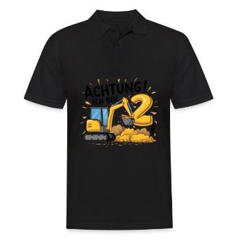 2. Geburtstag Junge 2 Jahre Bagger Baustelle - Männer Poloshirt - Schwarz - Vorne - Kai (181cm)