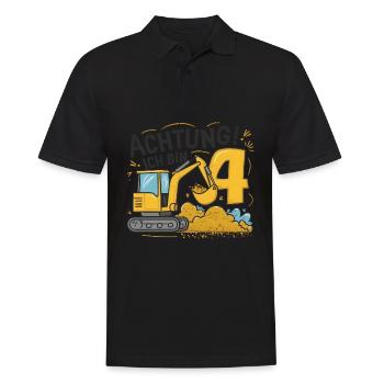 4ème anniversaire garçon 4 ans chantier d’excavatrice - Polo Homme - noir - Devant - Kai (181cm)