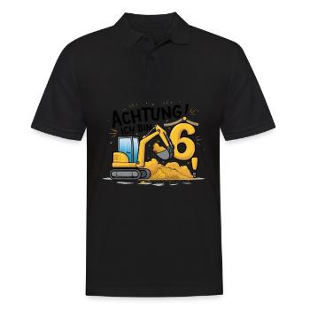 6ème anniversaire garçon 6 ans excavatrice chantier - Polo Homme - noir - Devant - Kai (181cm)