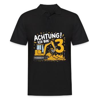 3ème anniversaire garçon 3 ans chantier de construction d’excavatrice - Polo Homme - noir - Devant - Kai (181cm)