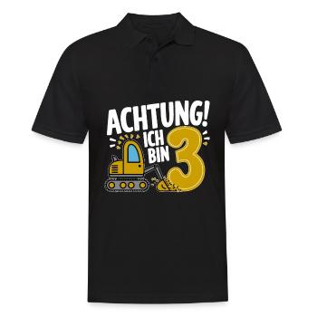 3ème anniversaire garçon 3 ans chantier de construction d’excavatrice - Polo Homme - noir - Devant - Kai (181cm)