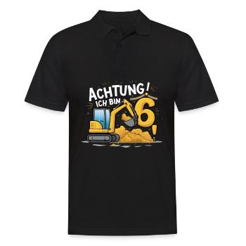 6ème anniversaire garçon 6 ans excavatrice chantier - Polo Homme - noir - Devant - Kai (181cm)