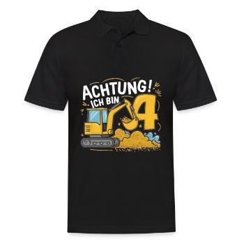 4ème anniversaire garçon 4 ans chantier d’excavatrice - Polo Homme - noir - Devant - Kai (181cm)