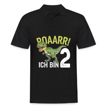 2. Geburtstag 2 Jahre Dino Dinosaurier Fan - Männer Poloshirt - Schwarz - Vorne - Kai (181cm)