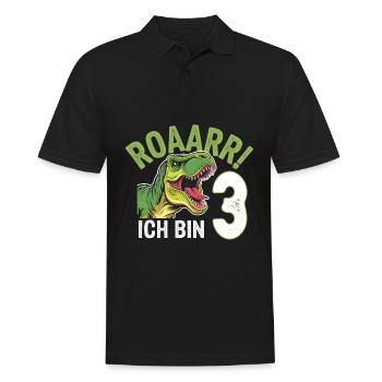 3ème anniversaire 3 ans Dino Dinosaur Fan - Polo Homme - noir - Devant - Kai (181cm)