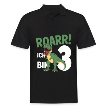 3ème anniversaire 3 ans Dino Dinosaur Fan - Polo Homme - noir - Devant - Kai (181cm)