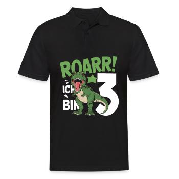 3ème anniversaire 3 ans Dino Dinosaur Fan - Polo Homme - noir - Devant - Kai (181cm)