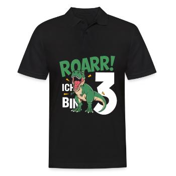 3ème anniversaire 3 ans Dino Dinosaur Fan - Polo Homme - noir - Devant - Kai (181cm)