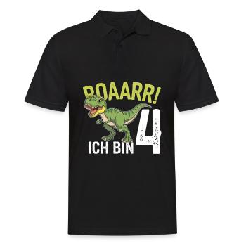 4ème anniversaire 4 ans Dino Dinosaur Fan - Polo Homme - noir - Devant - Kai (181cm)