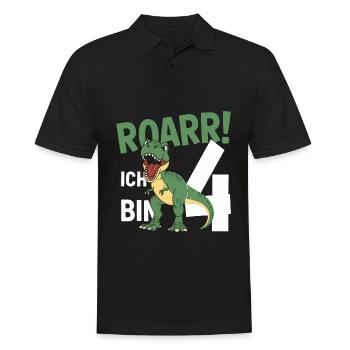 4. Geburtstag 4 Jahre Dino Dinosaurier Fan - Männer Poloshirt - Schwarz - Vorne - Kai (181cm)