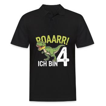 4ème anniversaire 4 ans Dino Dinosaur Fan - Polo Homme - noir - Devant - Kai (181cm)