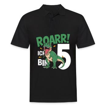 5th Birthday 5 Years Dino Dinosaur Fan - Men's Polo Shirt - black - Front - Kai (181cm)