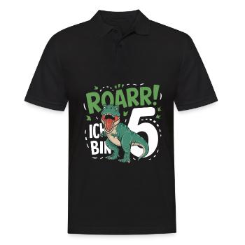5th Birthday 5 Years Dino Dinosaur Fan - Men's Polo Shirt - black - Front - Kai (181cm)