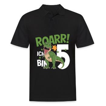 5. Geburtstag 5 Jahre Dino Dinosaurier Fan - Männer Poloshirt - Schwarz - Vorne - Kai (181cm)