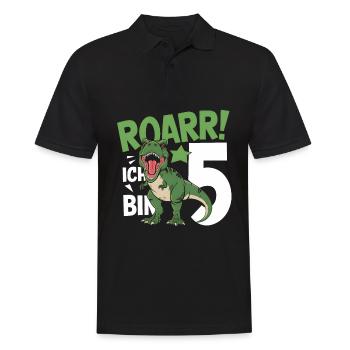 5th Birthday 5 Years Dino Dinosaur Fan - Men's Polo Shirt - black - Front - Kai (181cm)