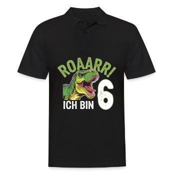 6ème anniversaire 6 ans Dino Dinosaur Fan - Polo Homme - noir - Devant - Kai (181cm)