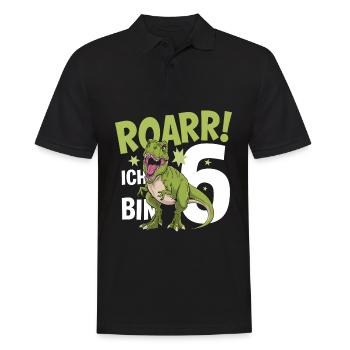 6th Birthday 6 Years Dino Dinosaur Fan - Men's Polo Shirt - black - Front - Kai (181cm)