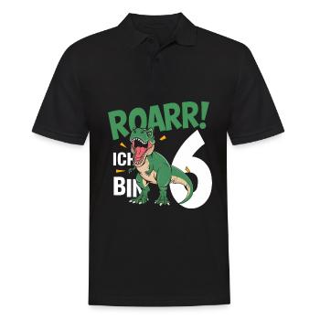 6th Birthday 6 Years Dino Dinosaur Fan - Men's Polo Shirt - black - Front - Kai (181cm)