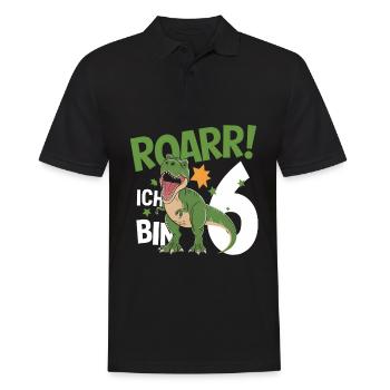 6ème anniversaire 6 ans Dino Dinosaur Fan - Polo Homme - noir - Devant - Kai (181cm)