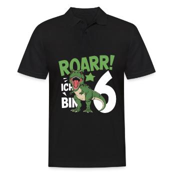 6ème anniversaire 6 ans Dino Dinosaur Fan - Polo Homme - noir - Devant - Kai (181cm)
