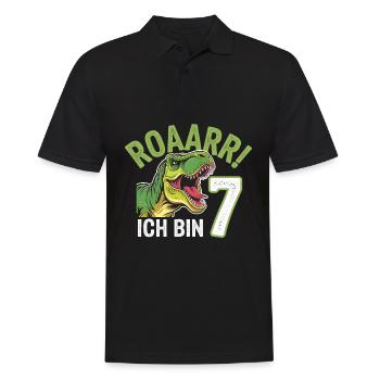 7th Birthday 7 Years Dino Dinosaur Fan - Men's Polo Shirt - black - Front - Kai (181cm)