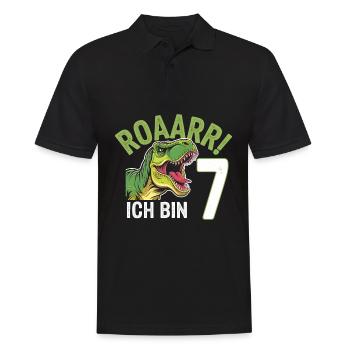 7th Birthday 7 Years Dino Dinosaur Fan - Men's Polo Shirt - black - Front - Kai (181cm)
