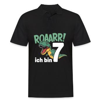7th Birthday 7 Years Dino Dinosaur Fan - Men's Polo Shirt - black - Front - Kai (181cm)