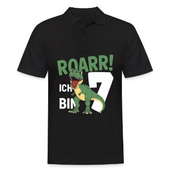 7th Birthday 7 Years Dino Dinosaur Fan - Men's Polo Shirt - black - Front - Kai (181cm)