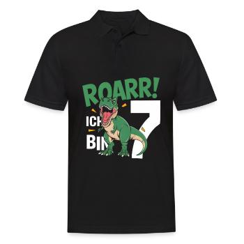 7th Birthday 7 Years Dino Dinosaur Fan - Men's Polo Shirt - black - Front - Kai (181cm)