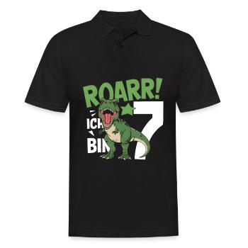 7th Birthday 7 Years Dino Dinosaur Fan - Men's Polo Shirt - black - Front - Kai (181cm)
