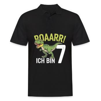 7th Birthday 7 Years Dino Dinosaur Fan - Men's Polo Shirt - black - Front - Kai (181cm)