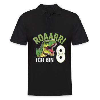 8e anniversaire 8 ans Dino Dinosaur Fan - Polo Homme - noir - Devant - Kai (181cm)