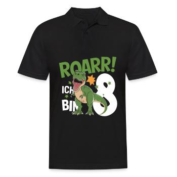 8e anniversaire 8 ans Dino Dinosaur Fan - Polo Homme - noir - Devant - Kai (181cm)
