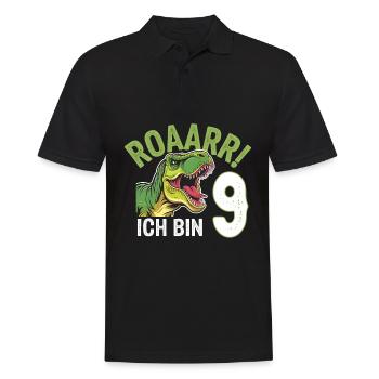 9e anniversaire 9 ans Dino Dinosaur Fan - Polo Homme - noir - Devant - Kai (181cm)