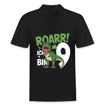 9. Geburtstag 9 Jahre Dino Dinosaurier Fan - Männer Poloshirt - Schwarz - Vorne - Kai (181cm)