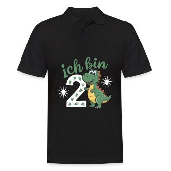 2. Geburtstag 2 Jahre Dino Dinosaurier Fan - Männer Poloshirt - Schwarz - Vorne - Kai (181cm)