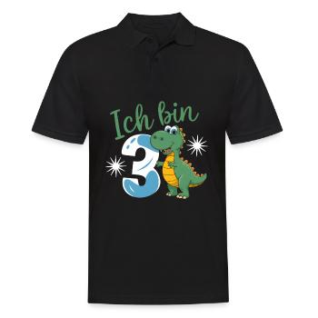 3ème anniversaire 3 ans Dino Dinosaur Fan - Polo Homme - noir - Devant - Kai (181cm)