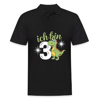3ème anniversaire 3 ans Dino Dinosaur Fan - Polo Homme - noir - Devant - Kai (181cm)