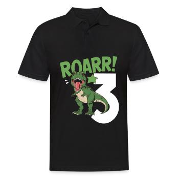 3ème anniversaire 3 ans Dino Dinosaur Fan - Polo Homme - noir - Devant - Kai (181cm)