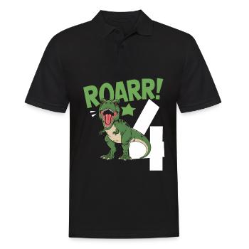 4ème anniversaire 4 ans Dino Dinosaur Fan - Polo Homme - noir - Devant - Kai (181cm)
